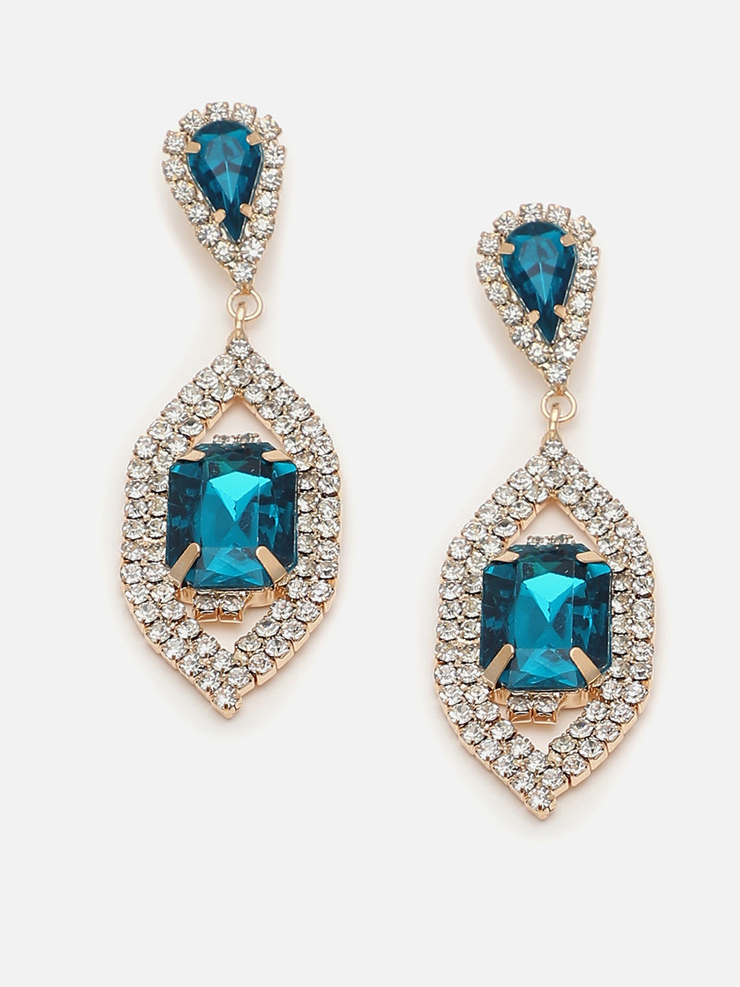Gold Plated Party Designer Stone Drop Earring For Women