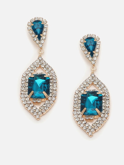 Gold Plated Party Designer Stone Drop Earring For Women