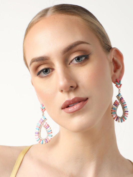 Gold Plated Party Designer Stone Drop Earring For Women