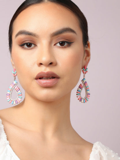 Gold Plated Party Designer Stone Drop Earring For Women