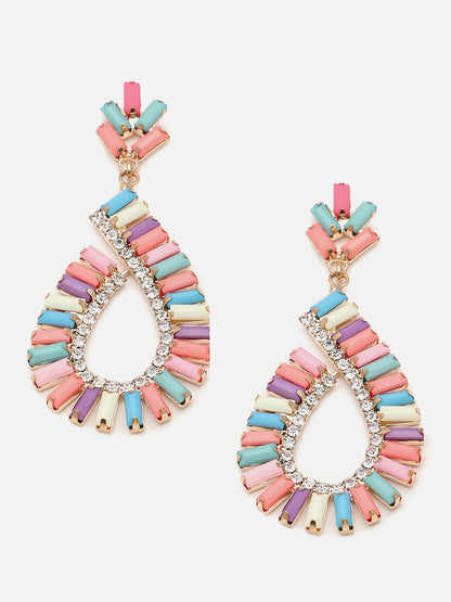 Gold Plated Party Designer Stone Drop Earring For Women