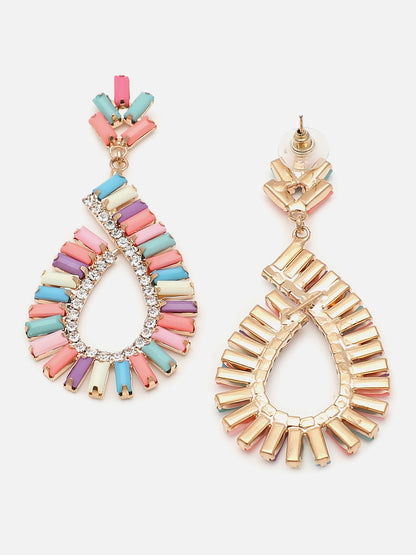 Gold Plated Party Designer Stone Drop Earring For Women