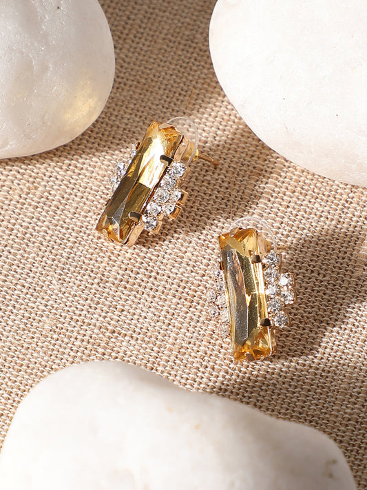 Gold Plated Party American Diamond Stud For Women