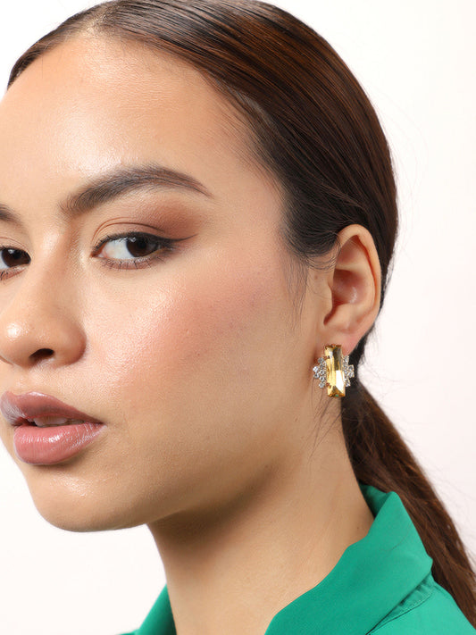 Gold Plated Party American Diamond Stud For Women