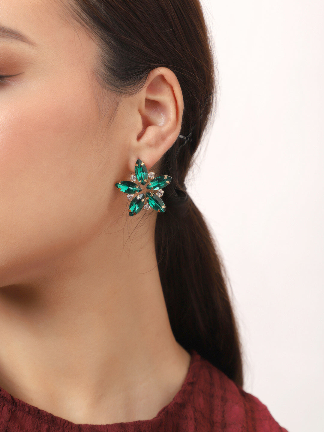 Gold Plated Party Designer Stone Stud For Women