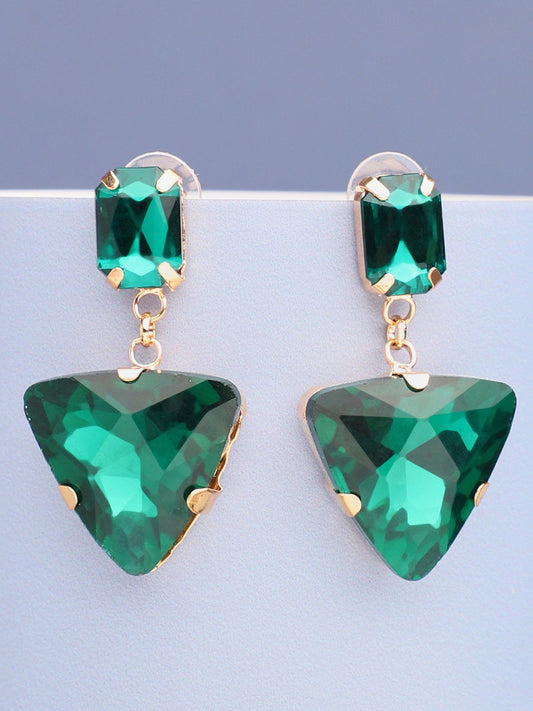 Gold Plated Party Designer Stone Drop Earring For Women