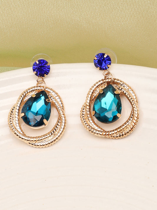 Gold Plated Party Designer Stone Drop Earring For Women