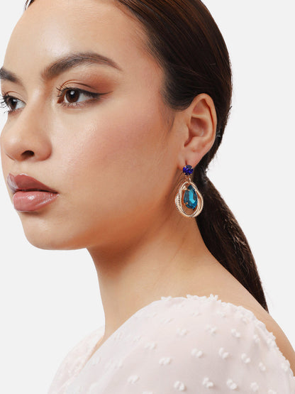 Gold Plated Party Designer Stone Drop Earring For Women