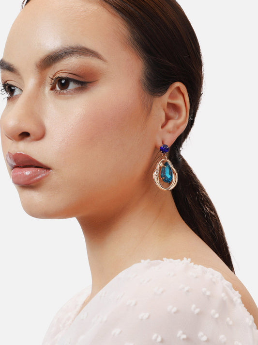 Gold Plated Party Designer Stone Drop Earring For Women
