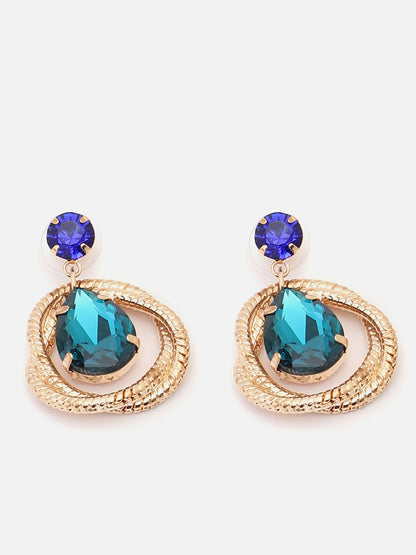 Gold Plated Party Designer Stone Drop Earring For Women