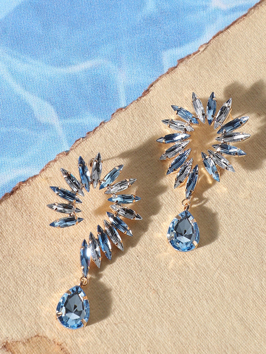 Gold Plated Party Designer Stone Drop Earring For Women