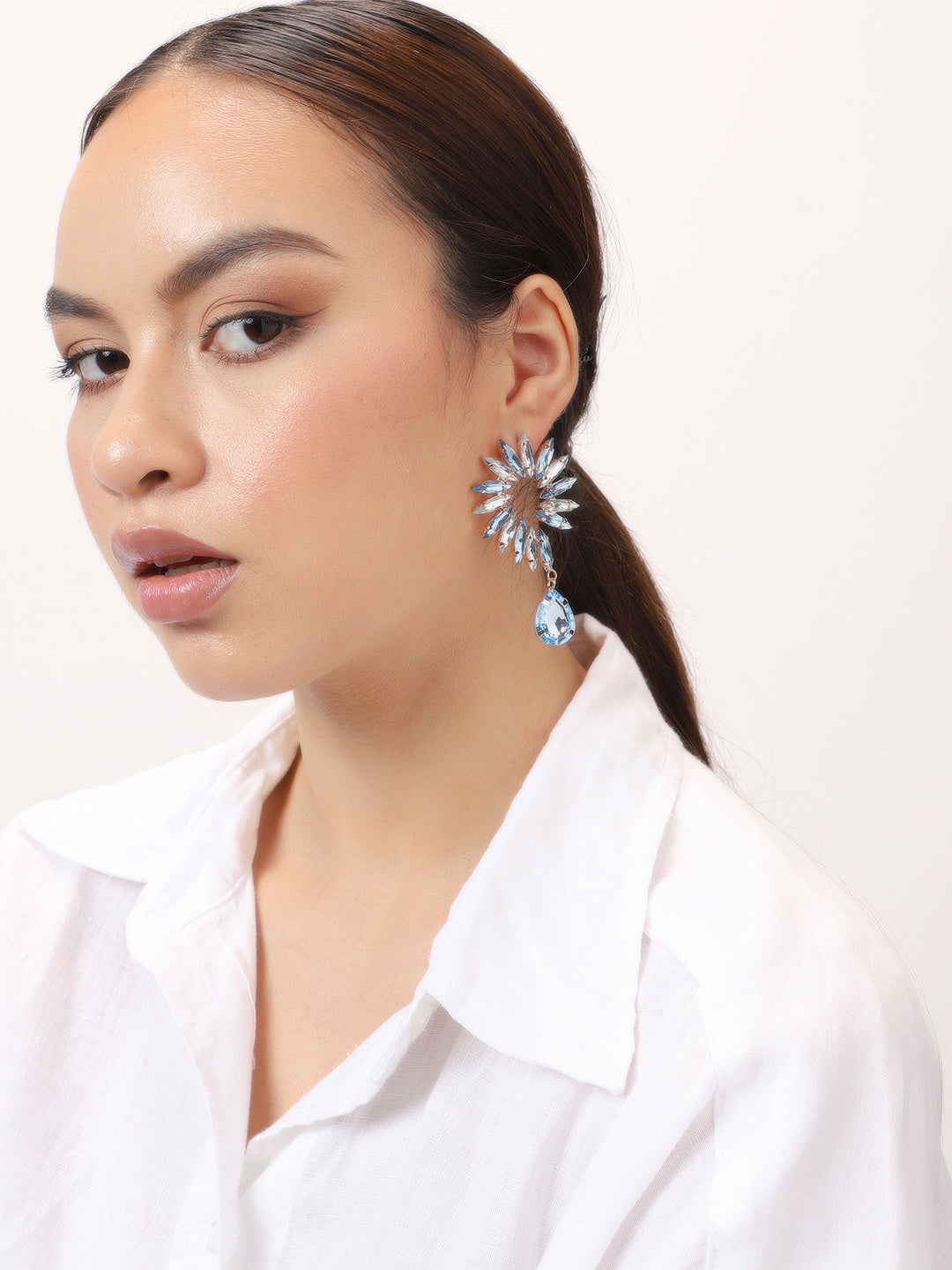 Gold Plated Party Designer Stone Drop Earring For Women
