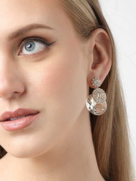 Gold Plated Party Designer Stone Drop Earring For Women