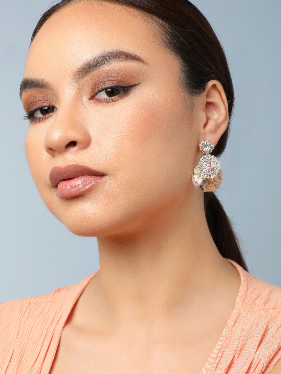 Gold Plated Party Designer Stone Drop Earring For Women