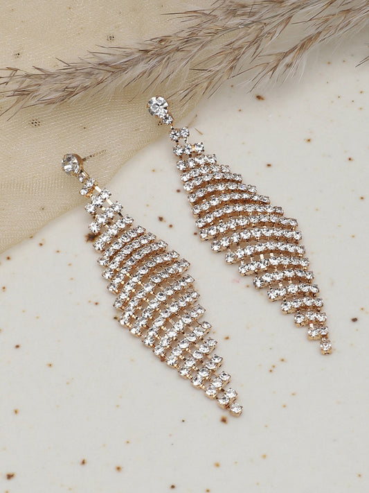 Gold Plated Party Designer Stone Drop Earring For Women