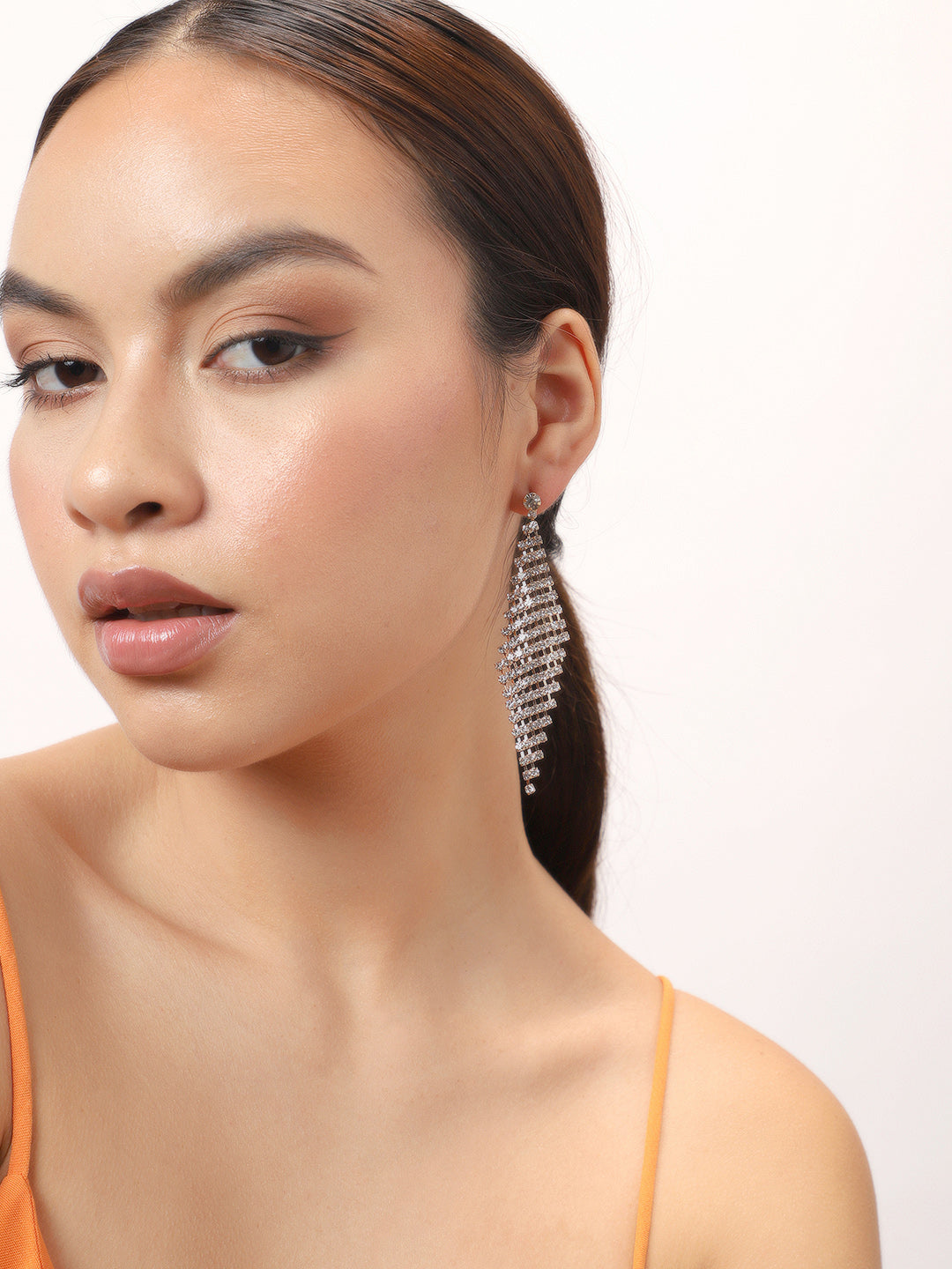 Gold Plated Party Designer Stone Drop Earring For Women