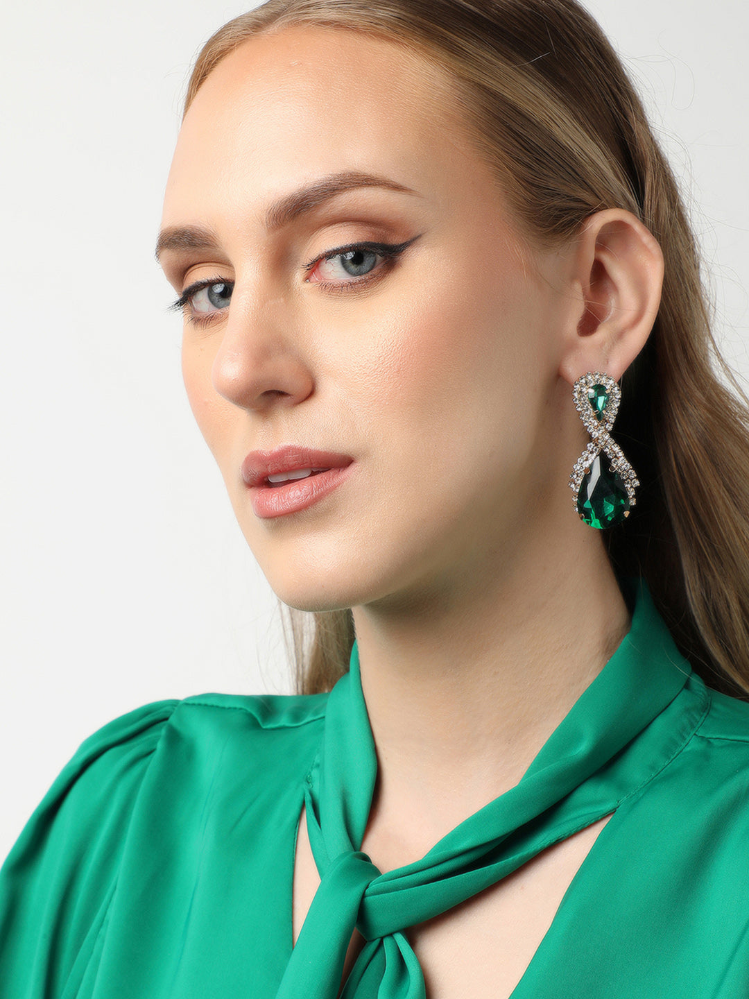 Gold Plated Party Designer Stone Drop Earring For Women