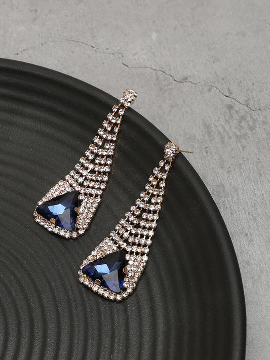 Gold Plated Party Designer Stone Drop Earring For Women