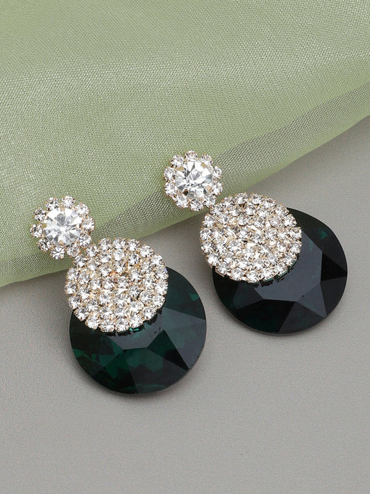 Gold Plated Party Designer Stone Drop Earring For Women