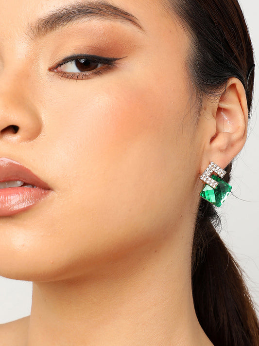 Gold Plated Party Designer Stone Drop Earring For Women