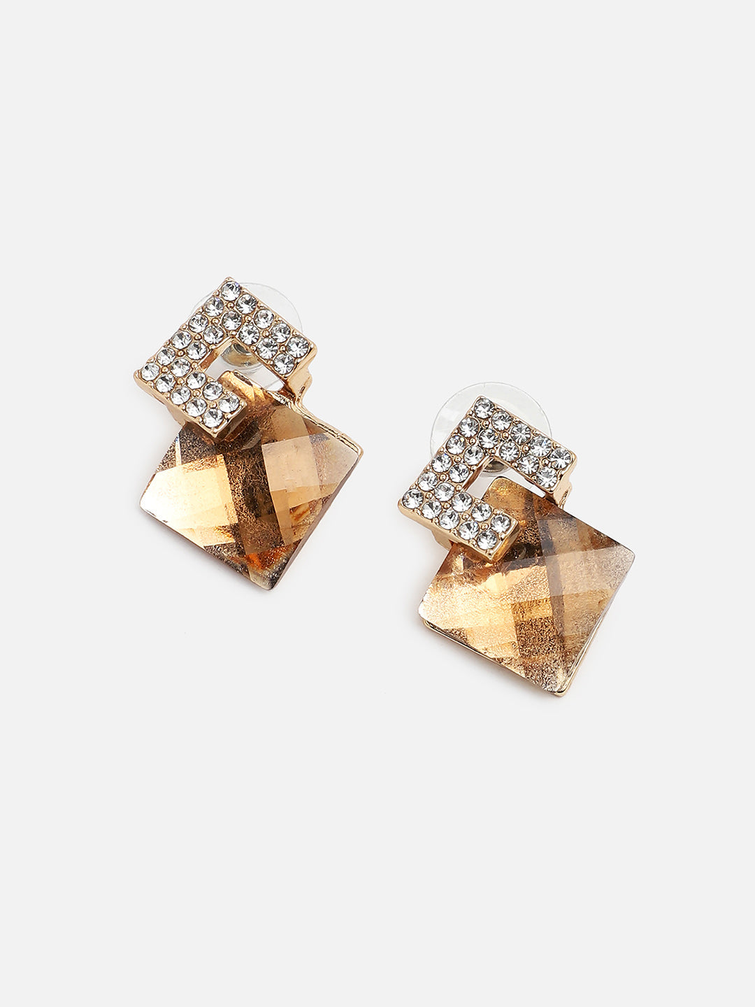Gold Plated Party Designer Stone Drop Earring For Women