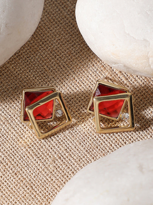 Gold Plated Party Designer Stone Stud For Women
