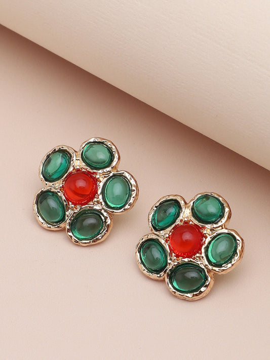 Gold Plated Party Designer Stone Stud For Women