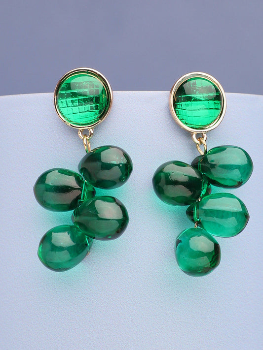 Gold Plated Party Designer Stone Drop Earring For Women