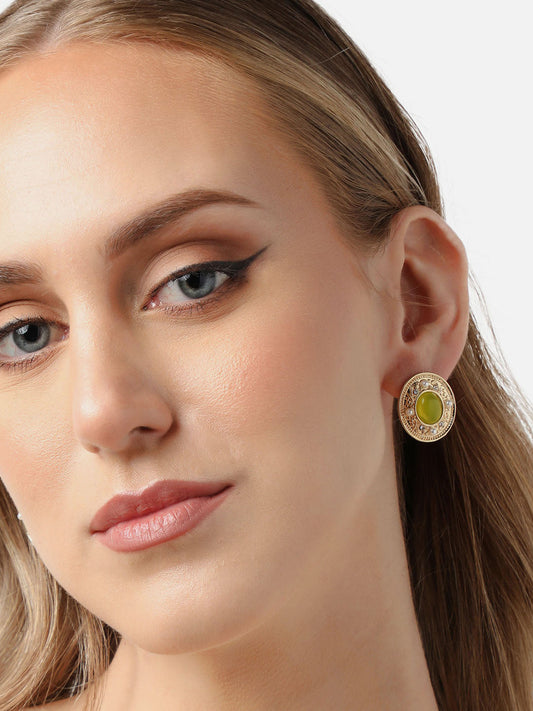 Gold Plated Party Designer Stone Stud For Women
