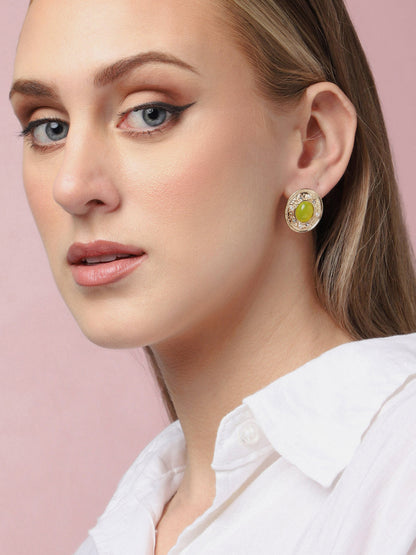 Gold Plated Party Designer Stone Stud For Women