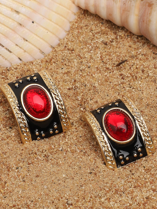 Gold Plated Party Designer Stone Stud For Women