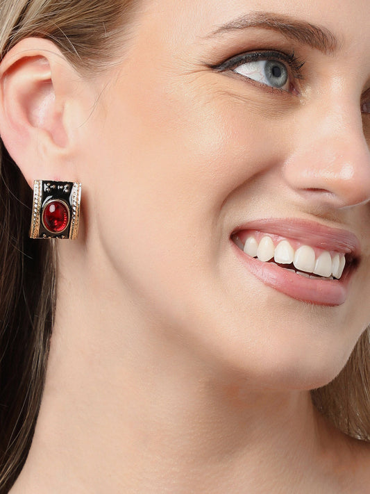 Gold Plated Party Designer Stone Stud For Women