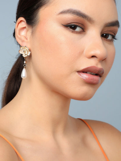 Gold Plated Party Pearls Drop Earring For Women