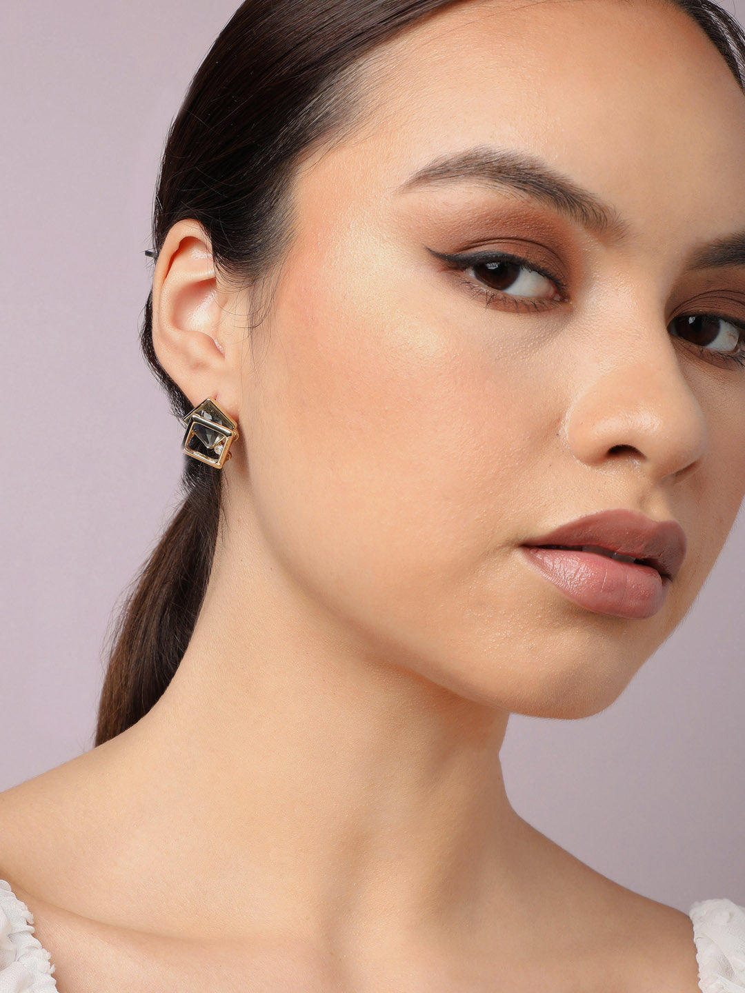 Gold Plated Party Designer Stone Stud For Women