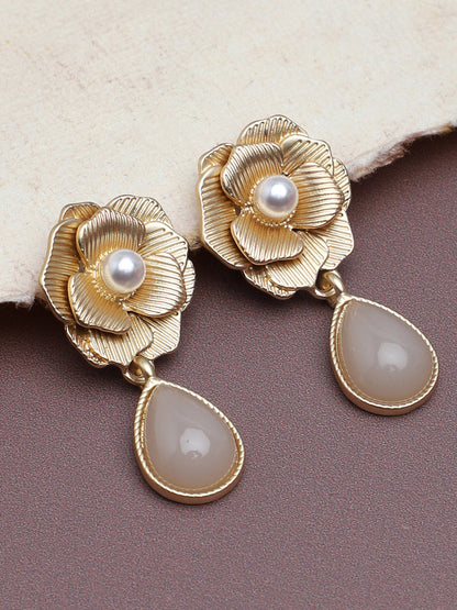 Gold Plated Party Designer Stone Drop Earring For Women
