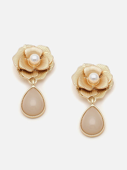 Gold Plated Party Designer Stone Drop Earring For Women