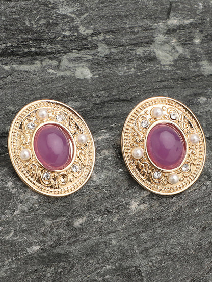 Gold Plated Party Designer Stone Stud For Women