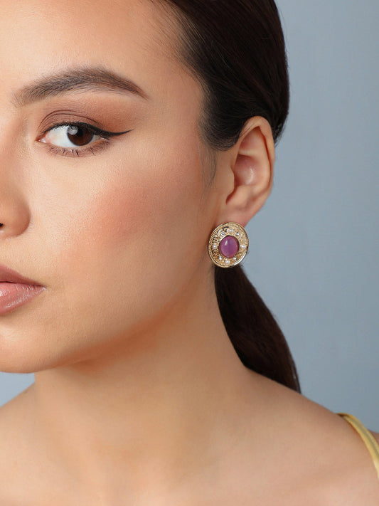 Gold Plated Party Designer Stone Stud For Women