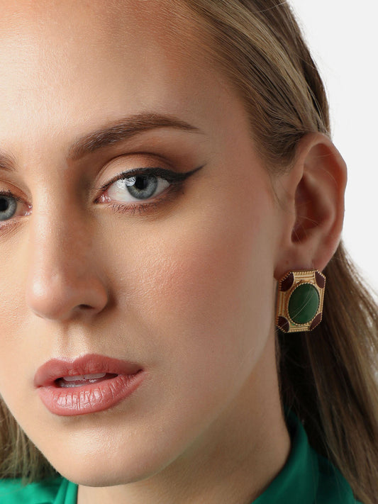 Gold Plated Party Designer Stone Stud For Women