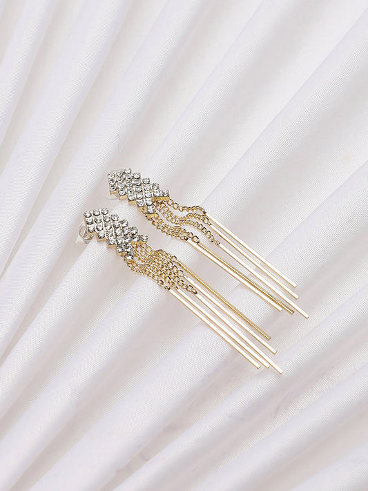 Gold Plated Party Designer Stone Drop Earring For Women