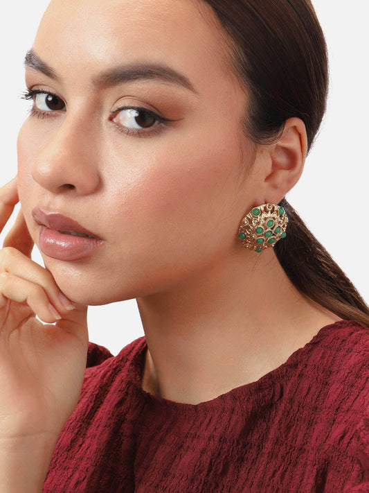 Gold Plated Party Designer Stone Stud For Women