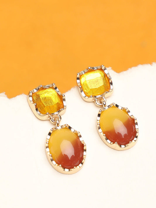 Gold Plated Party Designer Stone Drop Earring For Women