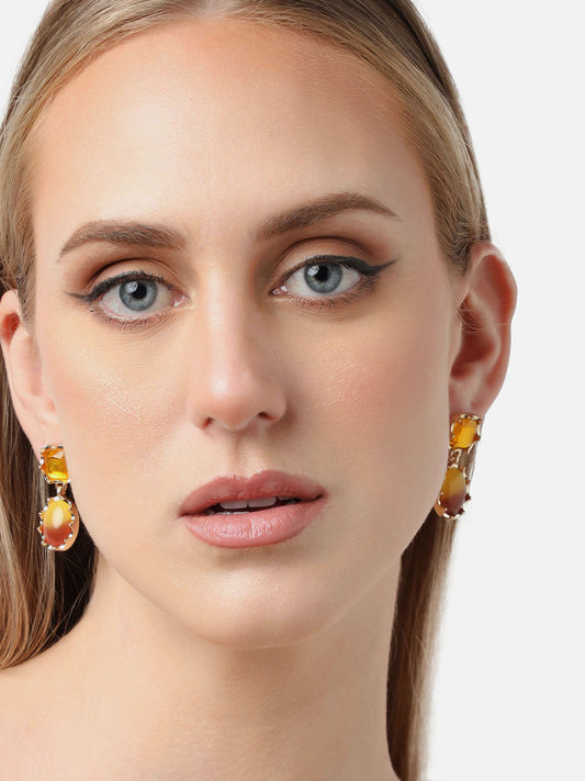 Gold Plated Party Designer Stone Drop Earring For Women