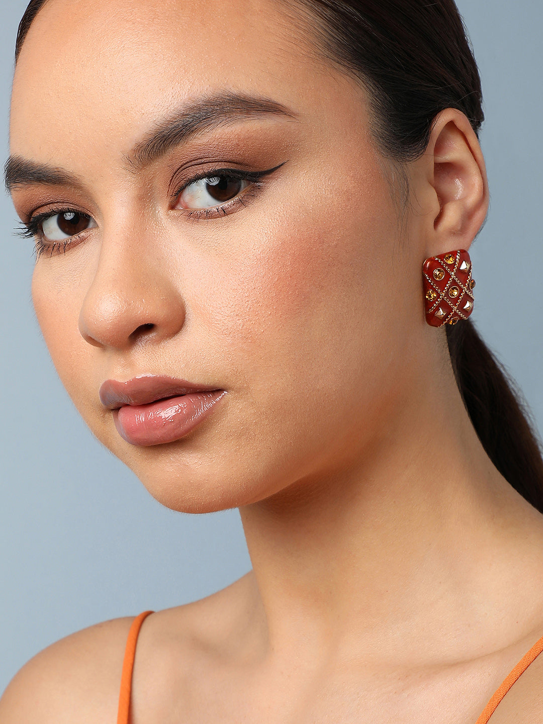 Gold Plated Party Designer Stone Stud For Women
