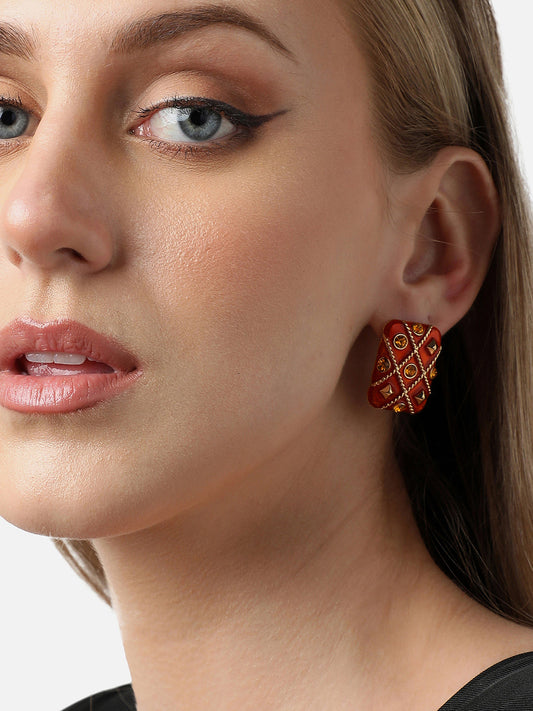 Gold Plated Party Designer Stone Stud For Women
