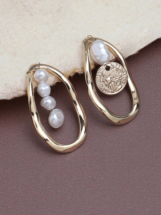 Gold Plated Party Pearls Drop Earring For Women
