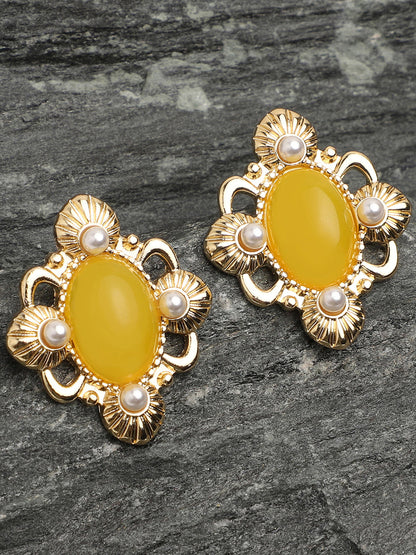 Gold Plated Party Designer Stone Stud For Women