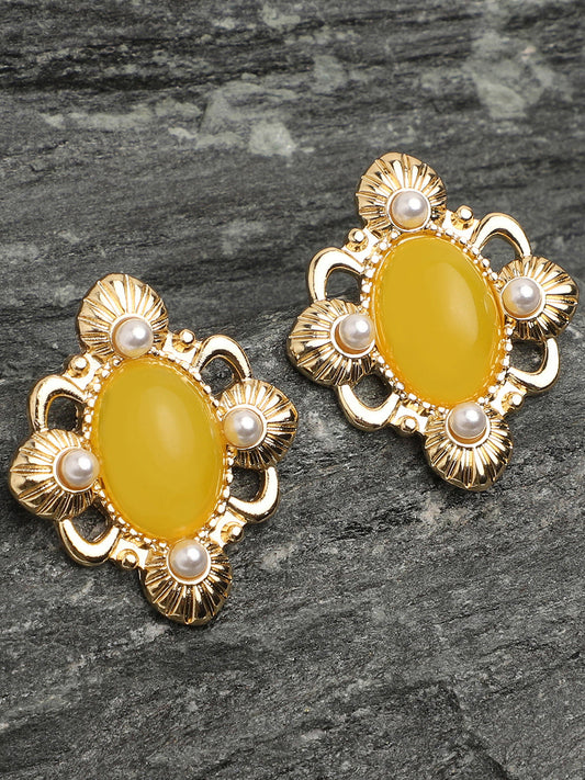 Gold Plated Party Designer Stone Stud For Women
