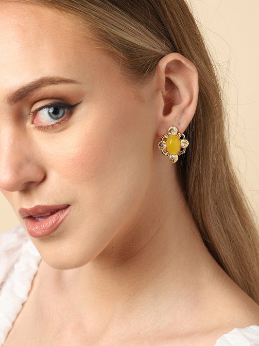 Gold Plated Party Designer Stone Stud For Women