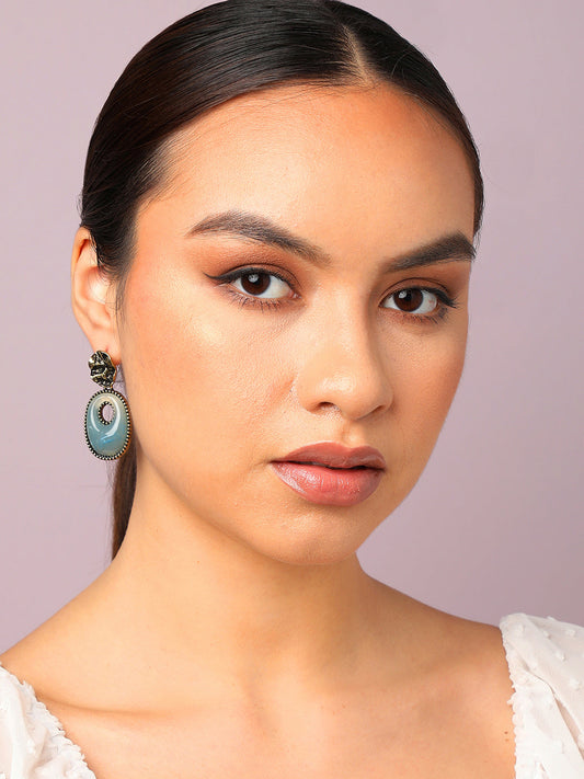 Gold Plated Party Designer Stone Drop Earring For Women